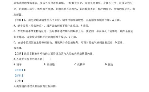 精品解析：2020年上海市会考生物试题（解析版）_中考真题_8.生物中考真题2015-2024年_2020生物真题74份_精品解析：2020年上海市会考生物试题