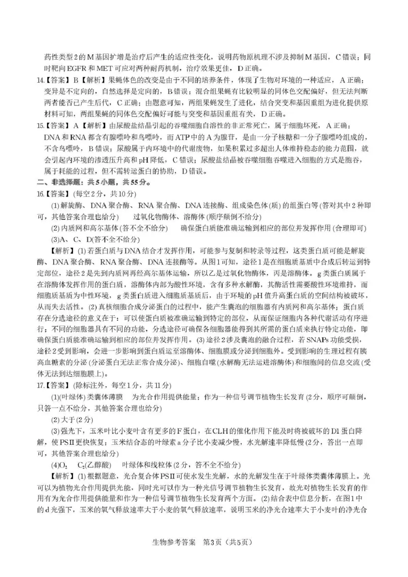 &ldquo;皖江名校联盟&rdquo;2025-2026学年高三质量检测生物答案_2025年12月_251220安徽省&ldquo;皖江名校联盟&rdquo;2025-2026学年高三质量检测（全科）