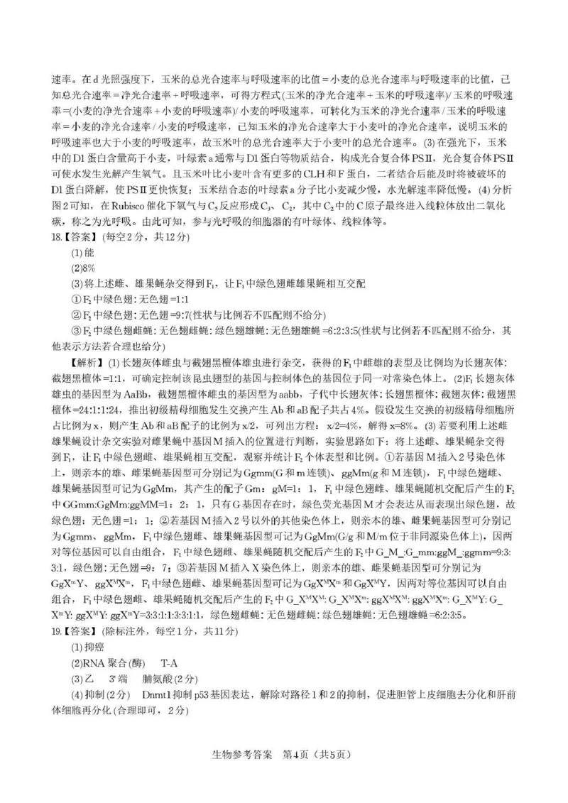 &ldquo;皖江名校联盟&rdquo;2025-2026学年高三质量检测生物答案_2025年12月_251220安徽省&ldquo;皖江名校联盟&rdquo;2025-2026学年高三质量检测（全科）