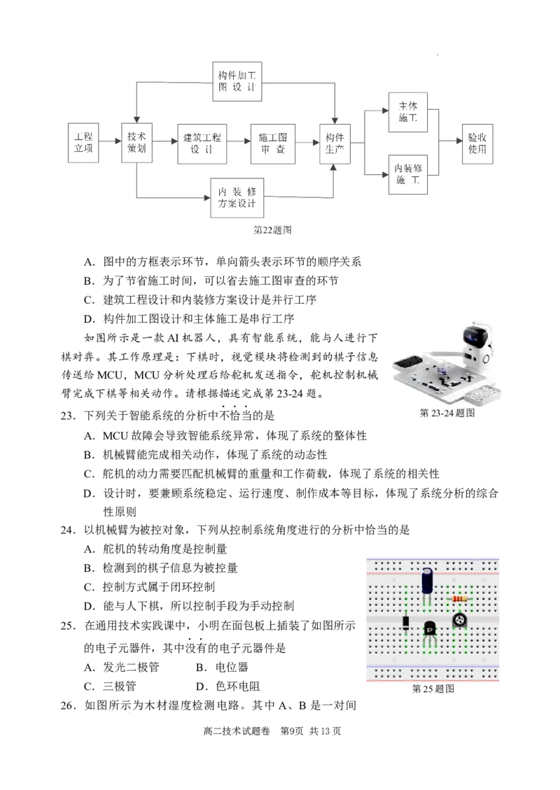 技术试题｜2506丽水高二期末_2025年6月_250628浙江省丽水市2025年6月高二期末考试（全科）
