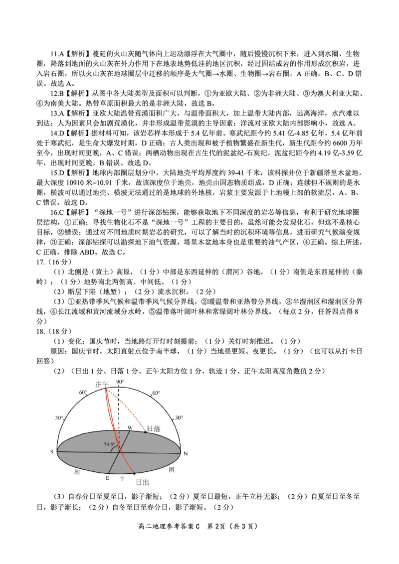 地理答案C&middot;2025年7月高二期末联考_2025年7月_250705安徽省金榜教育2024-2025学年高二下学期期末考试（全科）_答案PDF