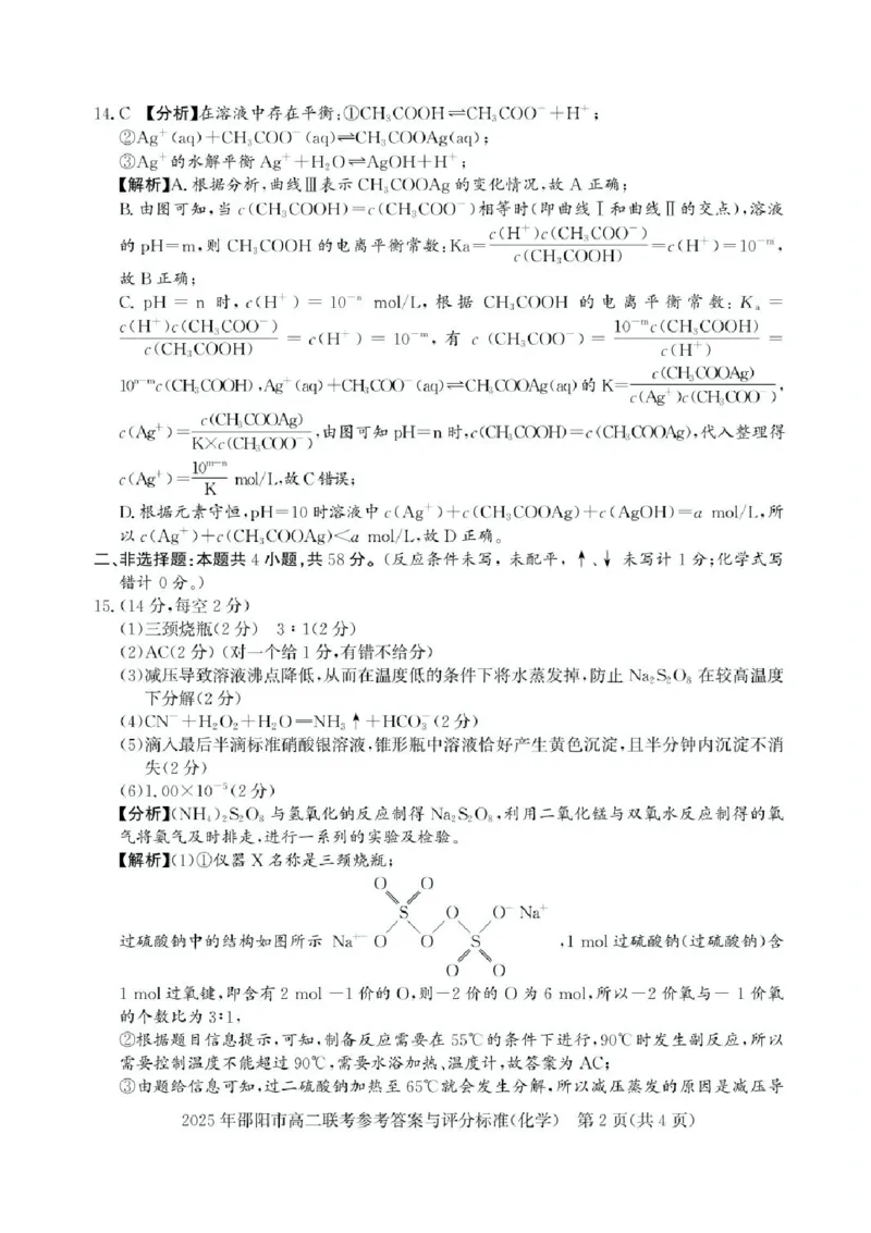 湖南省邵阳市联考2024-2025学年高二下学期7月期末化学试题+答案_2025年7月_250706湖南省邵阳市2024-2025学年高二下学期7月期末考试（全科）