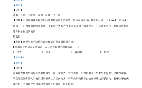 精品解析：2020年江苏省连云港市中考生物试题（解析版）_中考真题_8.生物中考真题2015-2024年_2020生物真题74份_2020年中考真题精品解析生物（江苏连云港卷）精编word版