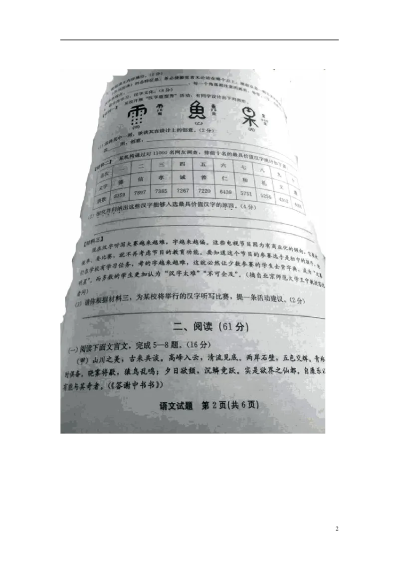 福建省泉州市2015年中考语文真题试题（扫描版，无答案）_中考真题_1.语文中考真题2015-2024年_2015年全国中考语文154份_2015年全国中考154份