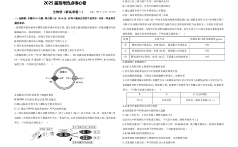 2025届高考生物学热点核心卷新高考卷二_2025年6月_2506022025届高考生物学热点核心卷新高考卷_2025届高考生物学热点核心卷新高考卷二（含解析）