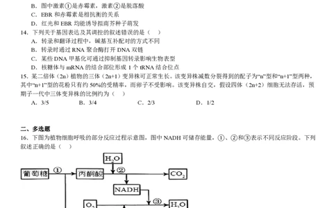 黑、吉、辽、蒙生物-试题_1.高考2025全国各省真题+答案_00.2025各省市高考真题及答案（按省份分类）_20.辽宁卷（9科全）_生物