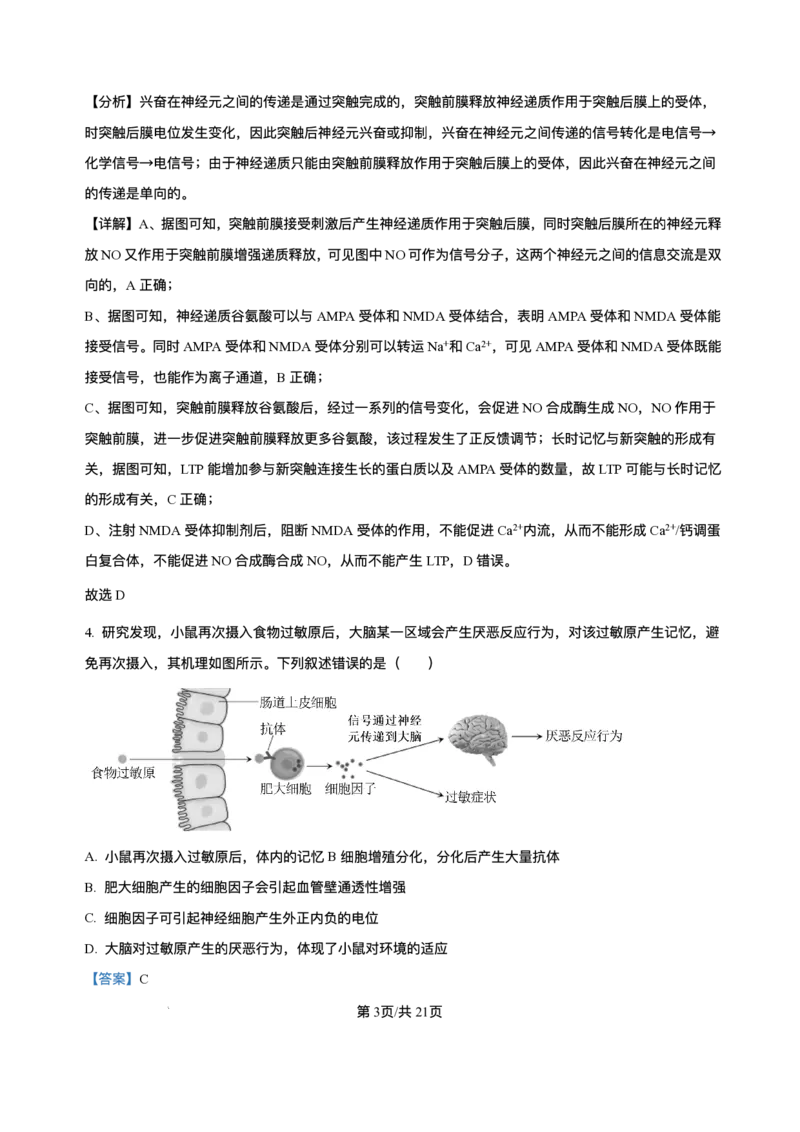湖南省长沙市雅礼中学2024-2025学年高二上学期期末考试生物试题+解析_2025年7月_250703湖南省长沙市雅礼中学2024-2025学年高二下学期6月期末（全科）