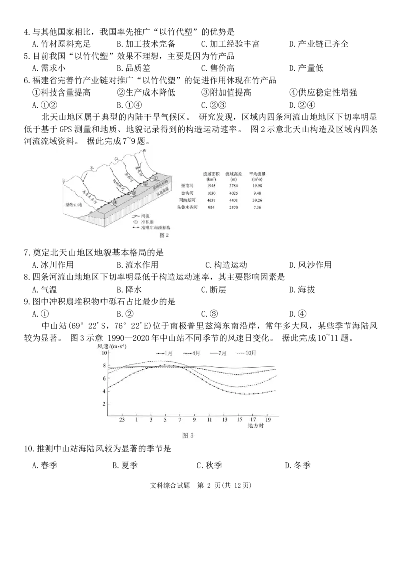 2024届四川省资阳市高三上学期第二次诊断性考试（二模）文科综合试题_2024届四川省资阳市高中高三第二次诊断性考试_四川省资阳市高中2024届高三第二次诊断性考试文综