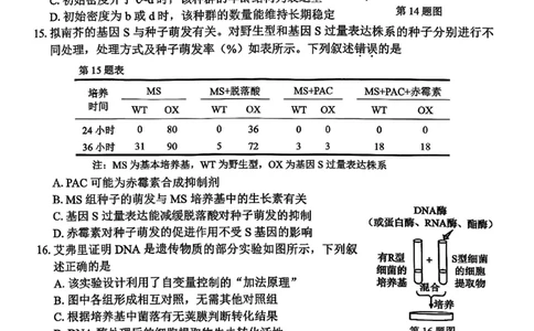 宁波高三一模生物试卷_251107浙江省宁波市2026届高三一模考试（全科）_浙江省宁波市2026届高三一模考试生物试卷（含答案）