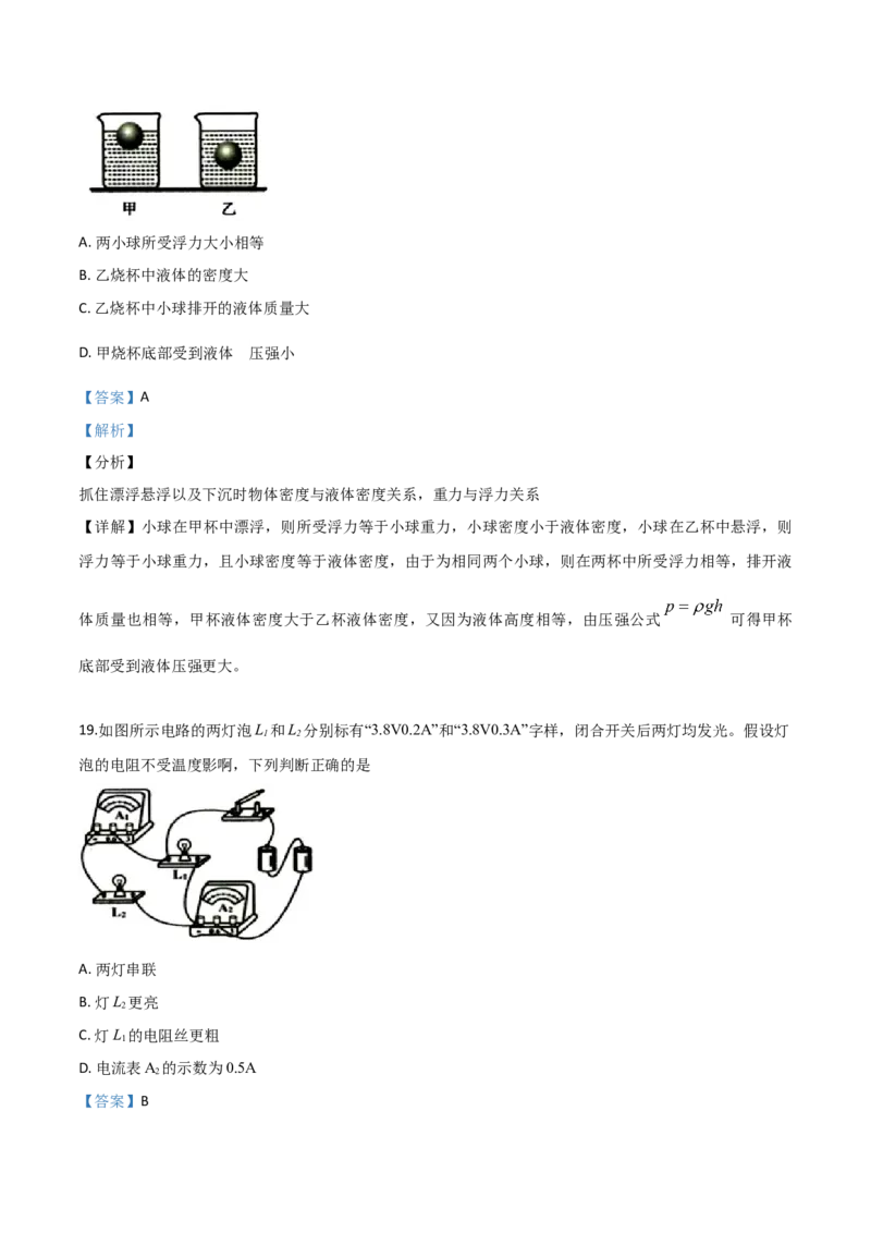 精品解析：2019年山东省临沂市中考物理试题（解析版）_中考真题_4.物理中考真题2015-2024年_2019年中考物理真题175份_2019年中考真题精品解析物理（山东临沂市）精编word版