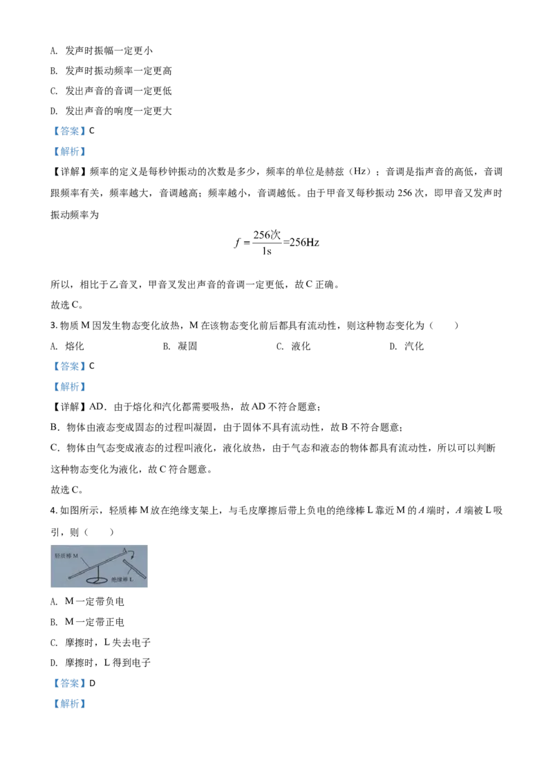 精品解析：2020年广东省广州市中考物理试题（解析版）_中考真题_4.物理中考真题2015-2024年_2020中考物理真题110份_2020年中考真题精品解析物理（广东广州卷）精编word版