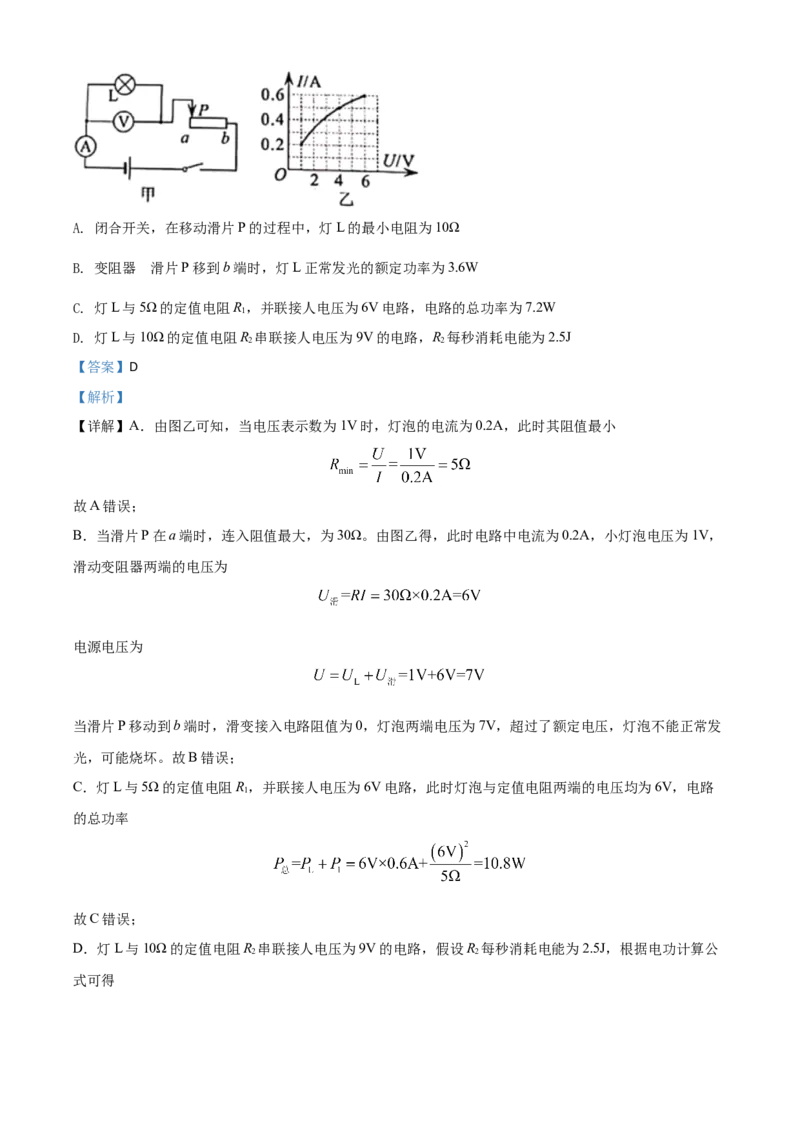 精品解析：2020年重庆市中考物理试题（初中学业水平暨高中招生考试A卷）（解析版）_中考真题_4.物理中考真题2015-2024年_2020中考物理真题110份