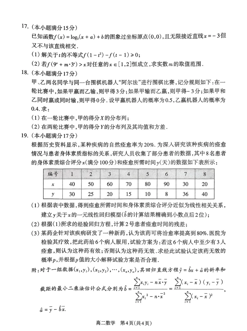 山西省吕梁市2024-2025学年高二第二学期期末调研测试-数学_2025年7月_250707山西省吕梁市2024-2025学年高二下学期期末调研测试（全科）