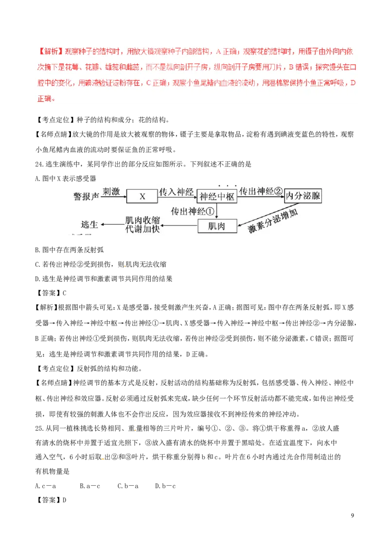 福建省2017年中考生物真题试题（含解析）_中考真题_8.生物中考真题2015-2024年_2017年全国中考生物124份