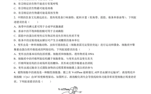 四川省成都市石室中学2024-2025学年高二下学期2026届零诊模拟考试生物试题（含答案）_2025年6月_250627四川省成都石室中学2024-2025学年高三下学期零诊模拟考试