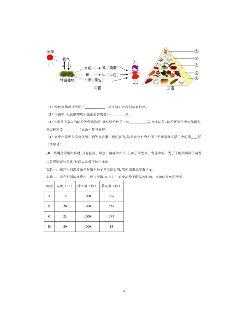 精品解析-江西省2020年中考生物试题(原卷版)_中考真题_8.生物中考真题2015-2024年_2020生物真题74份_2020年中考真题精品解析生物（江西卷）精编word版