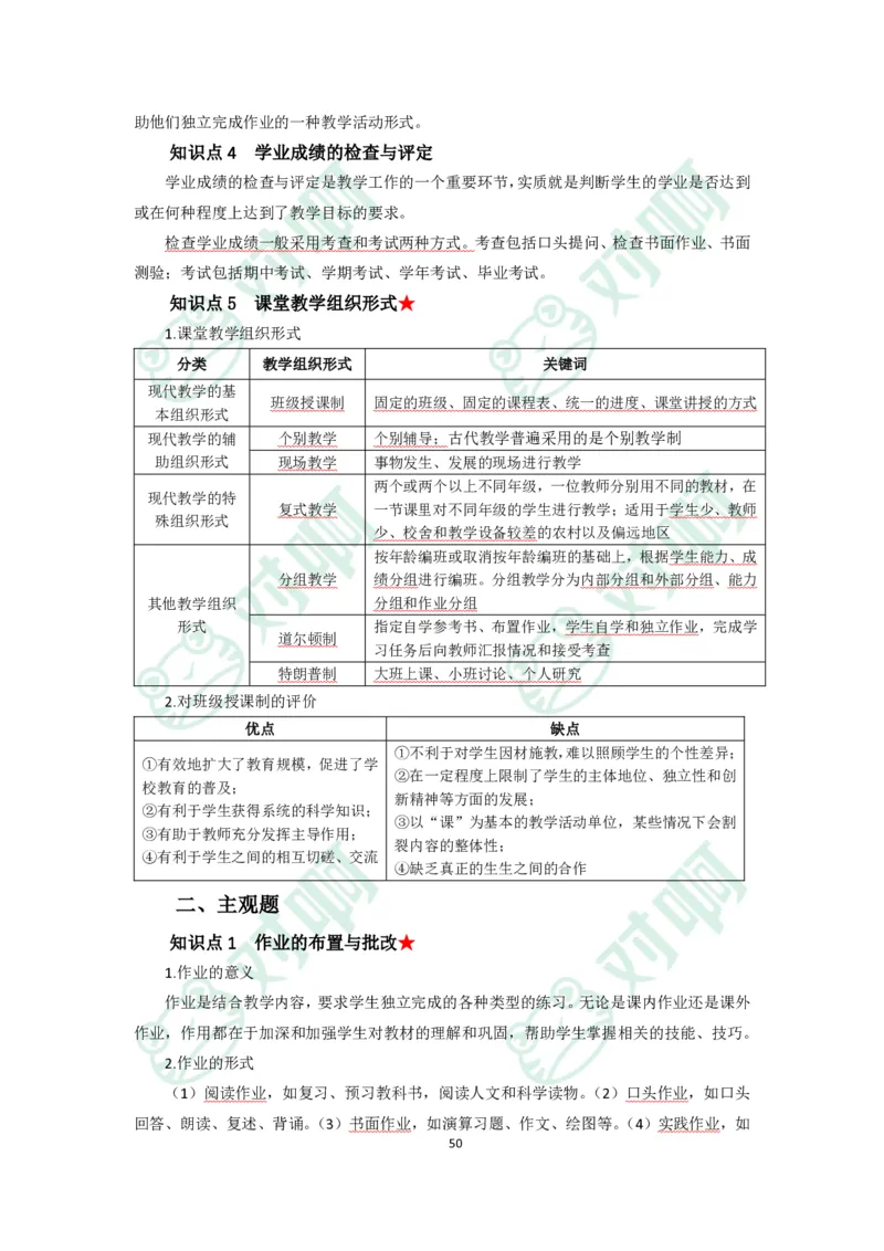 小学教育教学知识与能力考前必备知识清单&middot;小学_4-教培资料-26年最新资料-同步更新_科一科二电子资料合集中小幼（笔记真题知识点汇总等）文件多，按需保存_高频考点专项