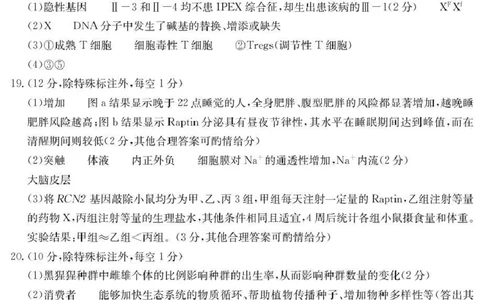 云南省名校联盟2026届高三上学期第三次联考生物答案_2025年12月_251227云南省名校联盟2026届高三上学期第三次联考（全科）