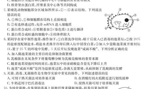 山西省2024-2025学年高二下学期期末考试生物_2025年7月_250715山西省金太阳2024-2025学年高二下学期期末考试（25-568B）（全科）
