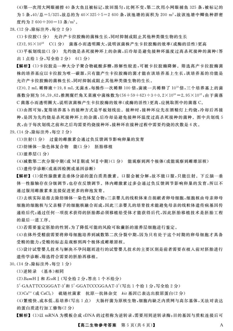 25029B-生物DA-A_2025年7月_250715福建省百校2024-2025学年高二下学期期末联考（全科）_答案