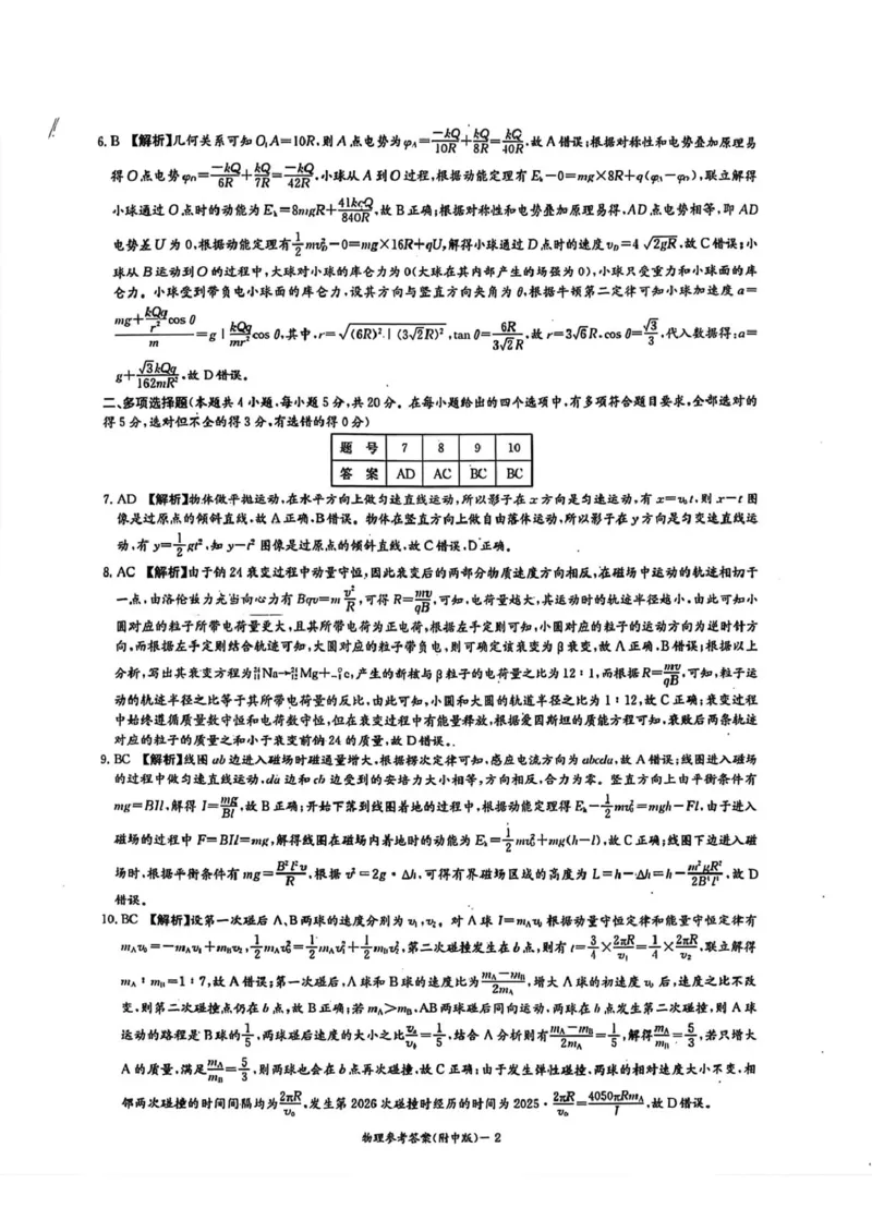 湖南师大附中2026届高三月考试卷（四）物理答案_2025年12月_251202湖南师范大学附属中学2026届高三上学期月考（四）