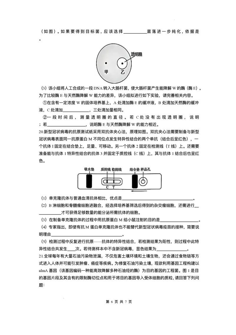 江西省上饶市2024-2025学年高二下学期期末教学质量检测生物试题（含答案）_2025年7月_250701江西省上饶市2024-2025学年下学期期末教学质量检测