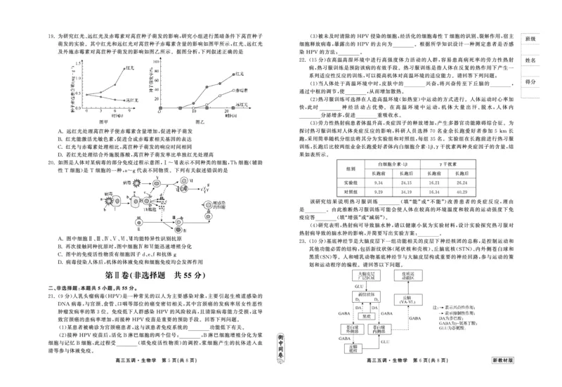 23-24生物上学期高三五调新教材版正文_2024届衡中同卷高三第五次调研_衡中同卷2024届高三第五次调研生物