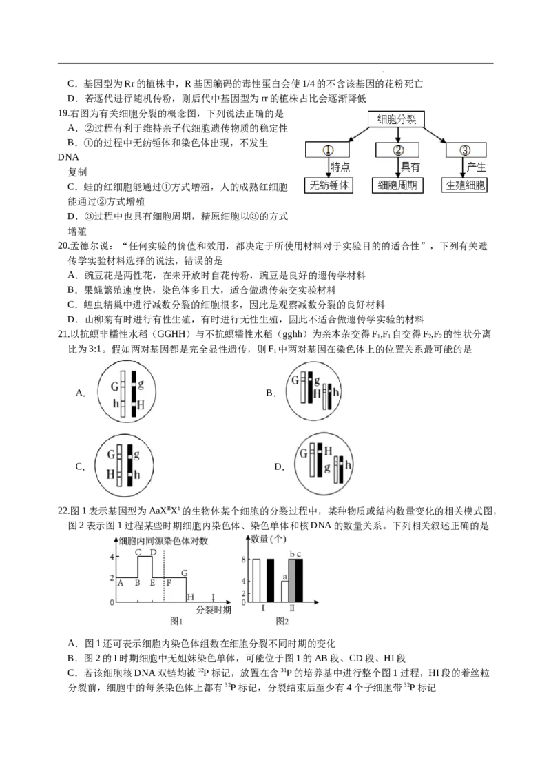 四川省绵阳外国语学校2024-2025学年高二下学期期末模拟考试生物试题_2025年6月_250630四川省绵阳外国语学校2024-2025学年高二下学期期末模拟考试试题
