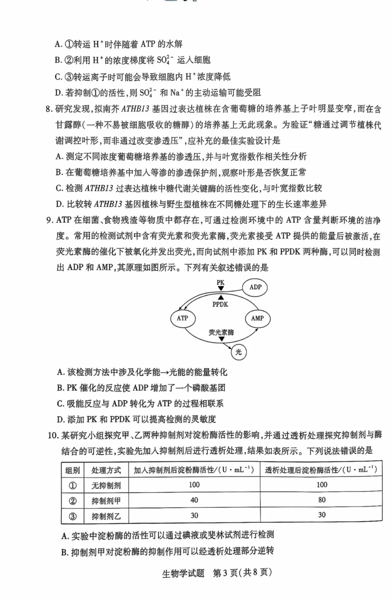 海南省2025&mdash;2026学年高三学业水平诊断（一）生物_251108天一大联考&middot;海南省2025&mdash;2026学年高三学业水平诊断（一）（全科）
