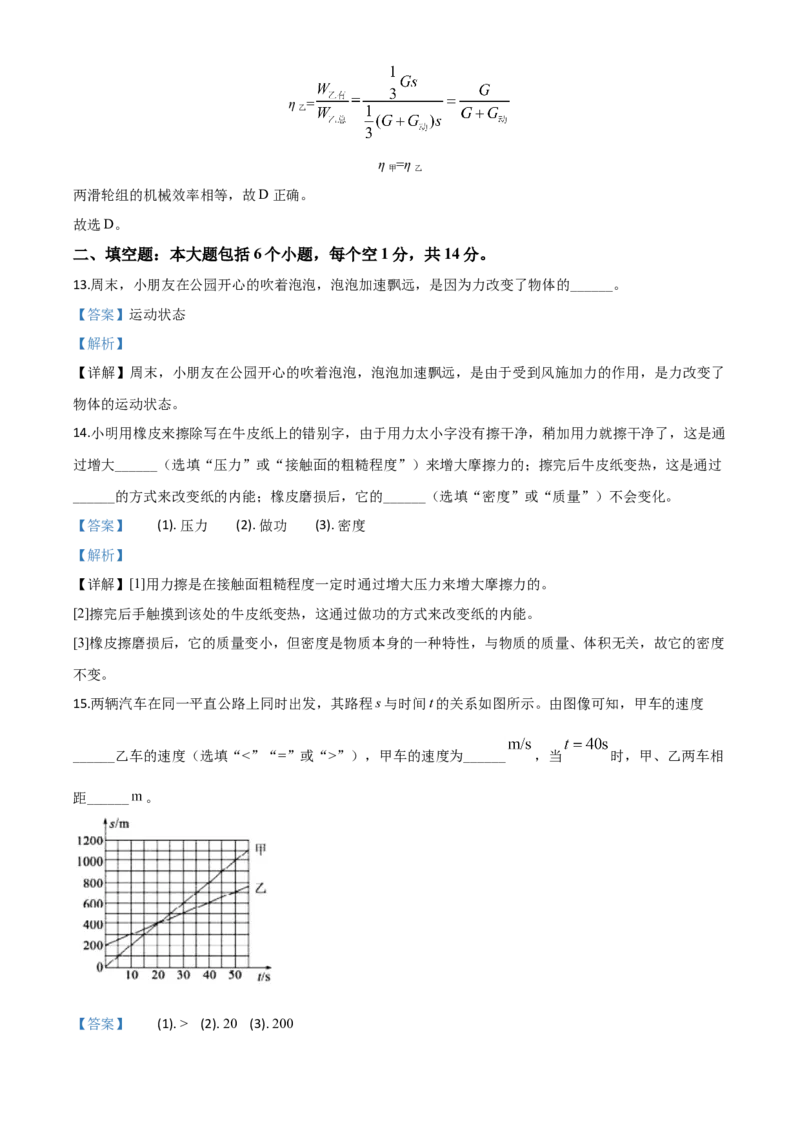 精品解析：2020年山东省德州市中考物理试题（解析版）_中考真题_4.物理中考真题2015-2024年_2020中考物理真题110份_2020年中考真题精品解析物理（山东德州卷）精编word版