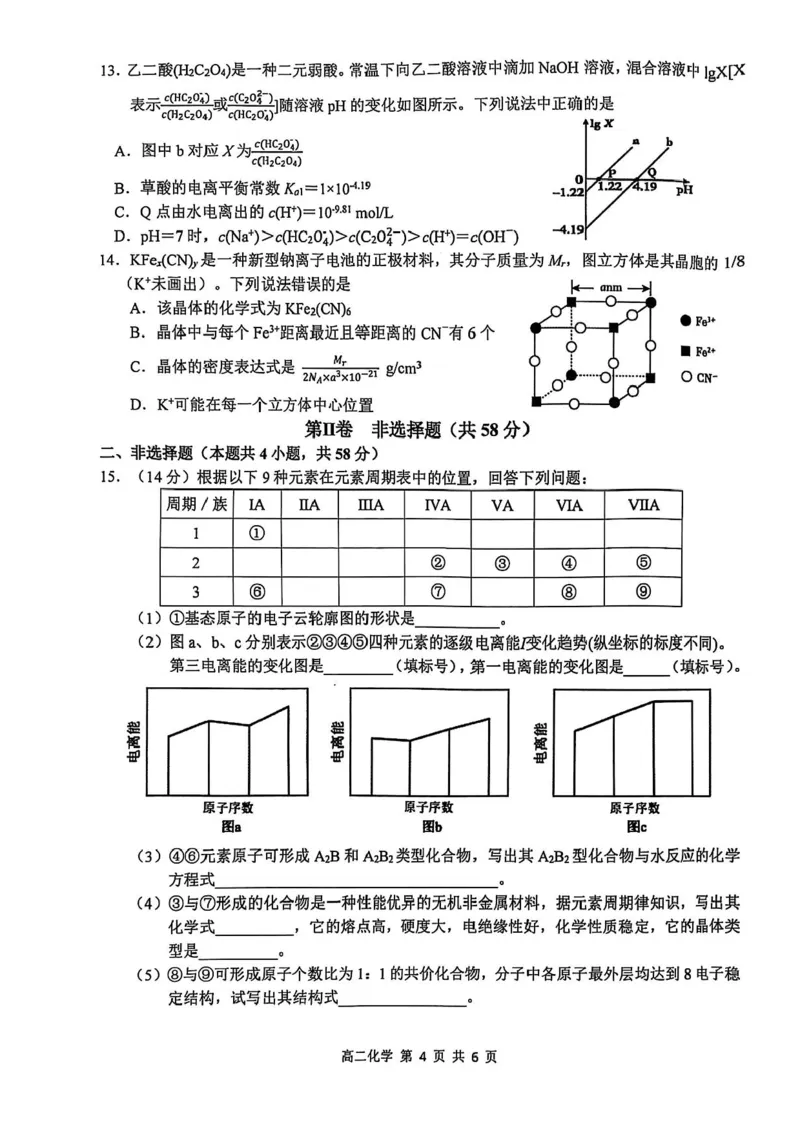 江西省上饶市2024-2025学年高二下学期期末教学质量检测化学试题（含答案）_2025年7月_250701江西省上饶市2024-2025学年下学期期末教学质量检测