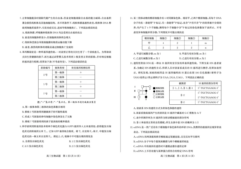 生物试卷(清晰版)-山东省德州市（优高联考）2026届高三年级期中上学期教学质量检测考试(11.12-11.14)_251115山东省德州市（优高联考）2026届高三年级期中上学期教学质量检测考试（全科）