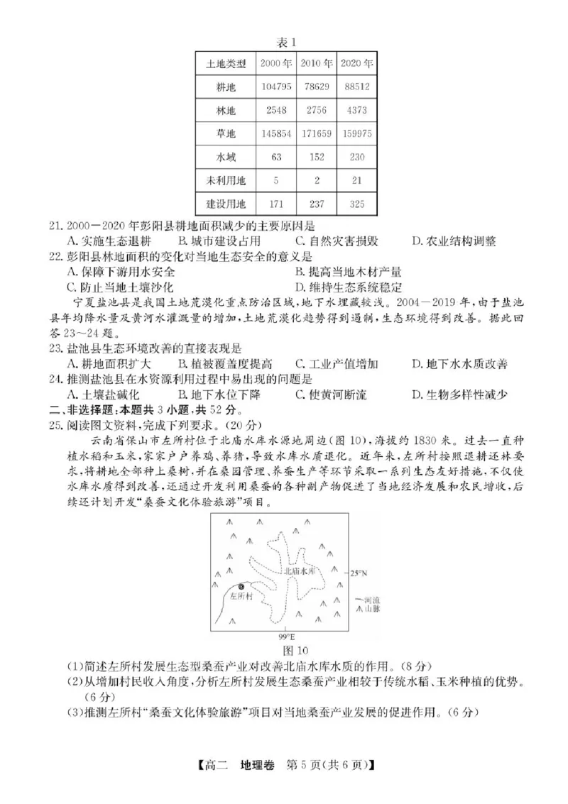 广东省清远市2024-2025学年高二下学期期末地理试题+答案_2025年6月_250629广东省清远市2024-2025学年高二下学期6月期末考试（全科）