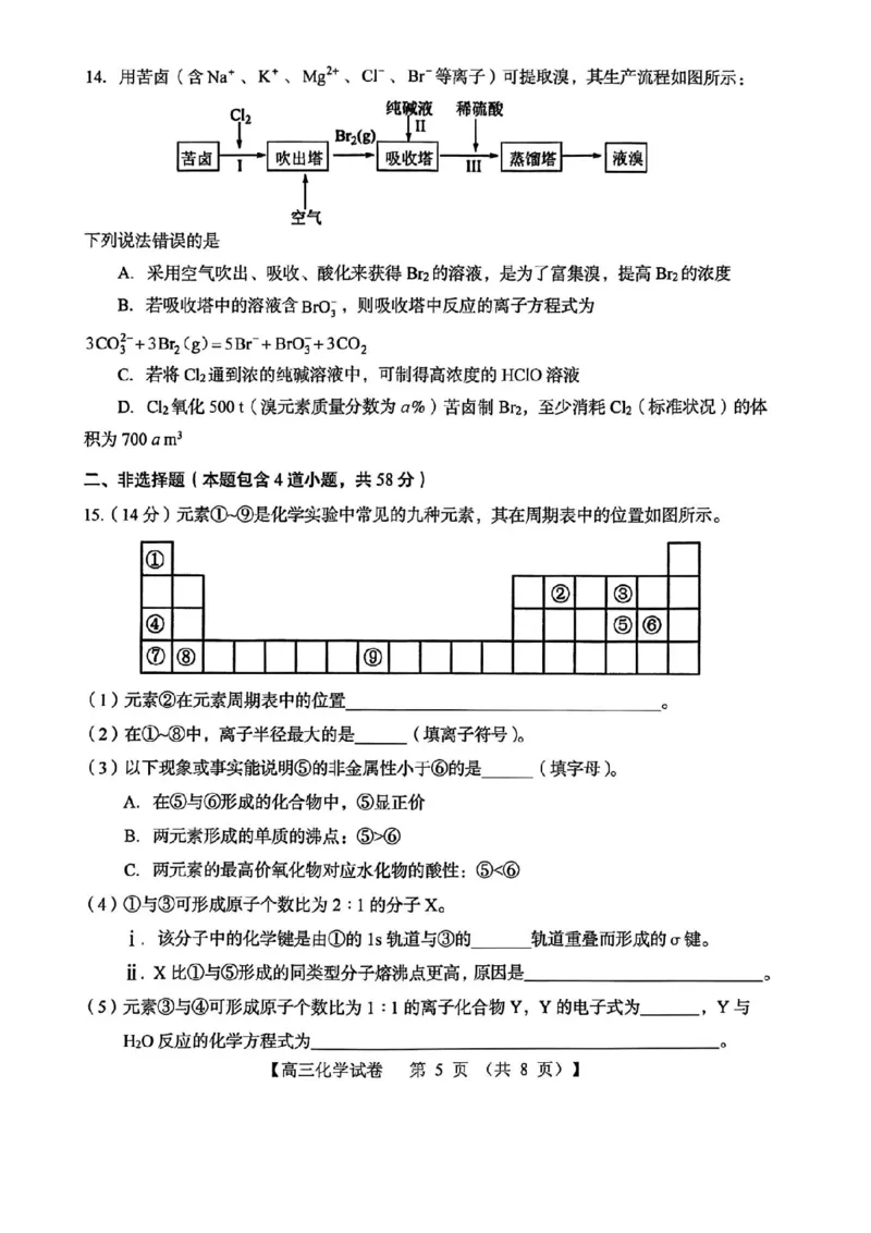 三门峡市2025&mdash;2026学年度高三阶段性考试化学_251109河南省三门峡市2025&mdash;2026学年度高三阶段性考试（全科）