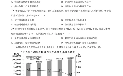 精品解析：2021年福建省中考道德与法治真题（原卷版）_中考真题_7.政治中考真题2015-2024年_地区卷_福建省_福建中考道法17-22