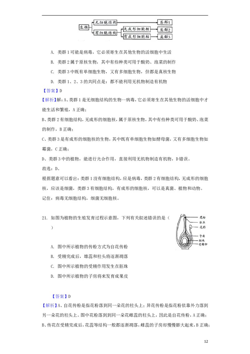 湖南省邵阳市2018年中考生物真题试题（含解析）_中考真题_8.生物中考真题2015-2024年_2018年全国中考生物141份