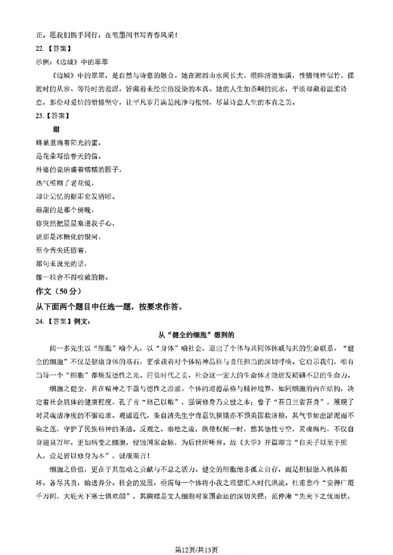 北京市朝阳区2025-2026学年高三上学期期中质量监测语文试卷（含答案）_251109北京市朝阳区2025-2026学年高三上学期期中质量检测（全科）