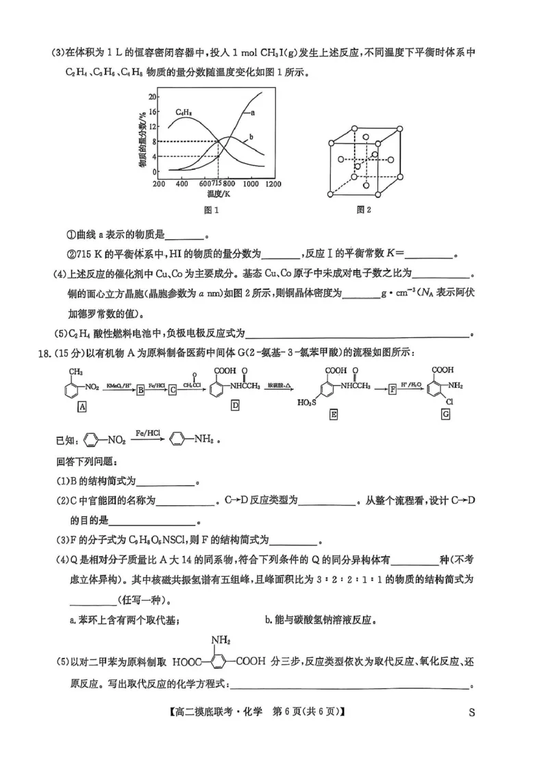 九师联盟2024-2025学年高二下学期6月摸底联考化学试题（图片版，无答案）_2025年6月_250613九师联盟2024-2025学年高二下学期6月摸底联考（全科）(1)