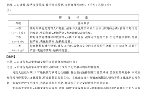 历史答案_2025年7月_250715湖南省&middot;天壹名校联盟2026届高三起点考试（全科）_答案