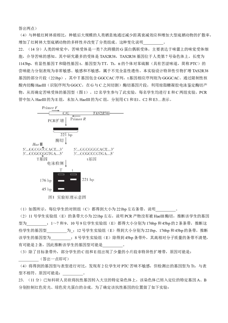 2024届河北省高三大数据应用调研联合测评(Ⅳ)生物(1)_2024年1月_021月合集_2024届河北省高三大数据应用调研联合测评(Ⅳ)