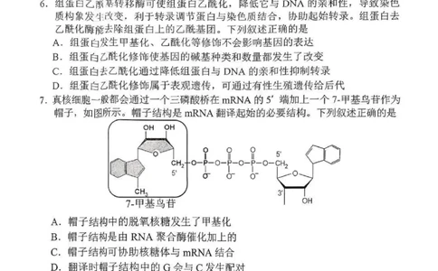 南充市高2026届高考适应性考试（一诊）生物试卷_251127四川省南充市高2026届高考适应性考试（一诊）（全科）