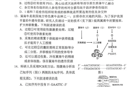 南充市高2026届高考适应性考试（一诊）生物试卷_251127四川省南充市高2026届高考适应性考试（一诊）（全科）