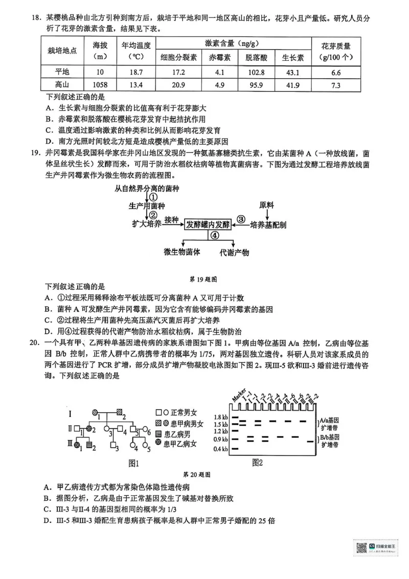 浙江省9+1高中联盟2026届高三上学期期中考试生物试卷（含答案）_251121浙江省9+1高中联盟2025-2026学年高三上学期期中考试（全科）