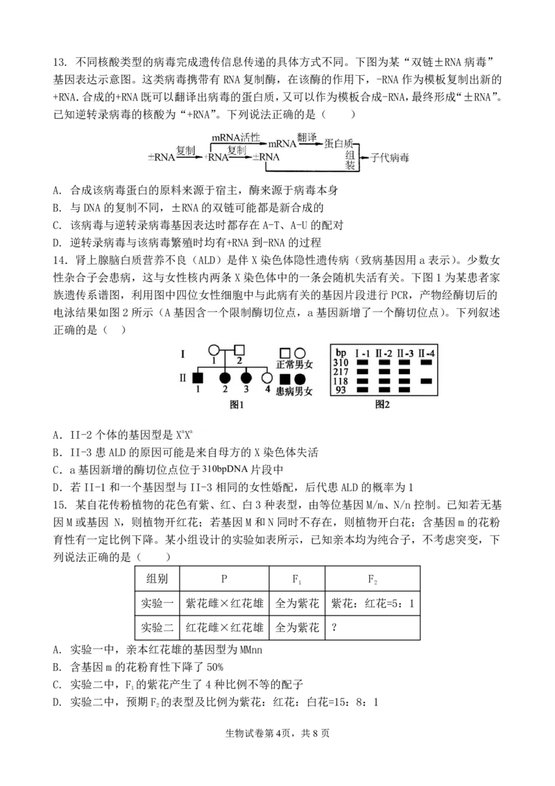 福建省福州第一中学2025-2026学年高三上学期11月期中生物试题（含答案）_251118福建省福州第一中学2025-2026学年高三上学期11月期中（全科）