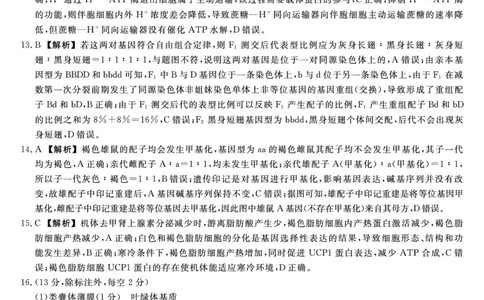 生物答案福建高三2025-2026学年百校11月联考_251115福建省百校联考高三2025-2026学年11月联考（全科）