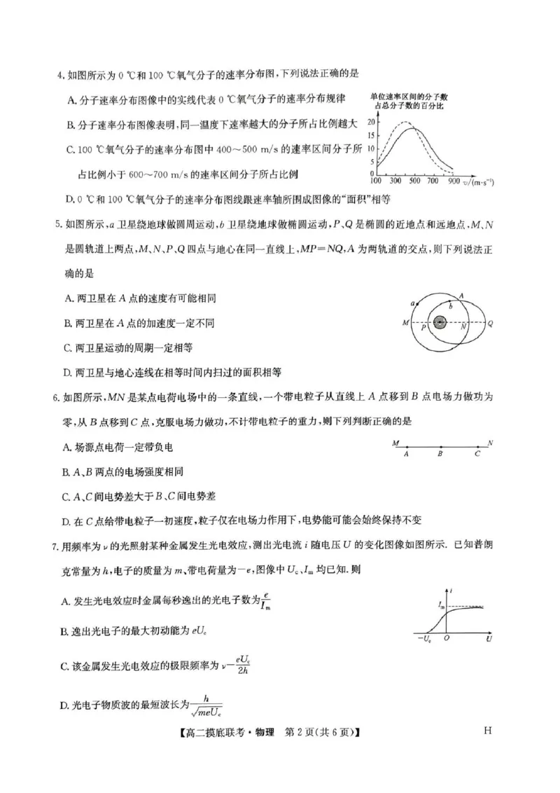九师联盟2024-2025学年高二下学期6月摸底联考物理试题（含答案）_2025年6月_250613九师联盟2024-2025学年高二下学期6月摸底联考（全科）(1)