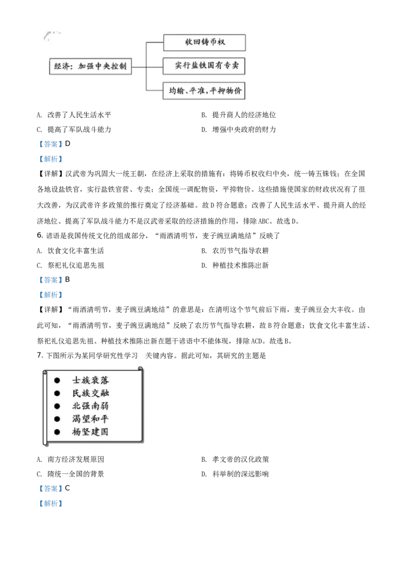 精品解析：2021年福建省中考历史试题（解析版）_中考真题_6.历史中考真题2015-2024年_地区卷_福建省_福州中考历史17-21