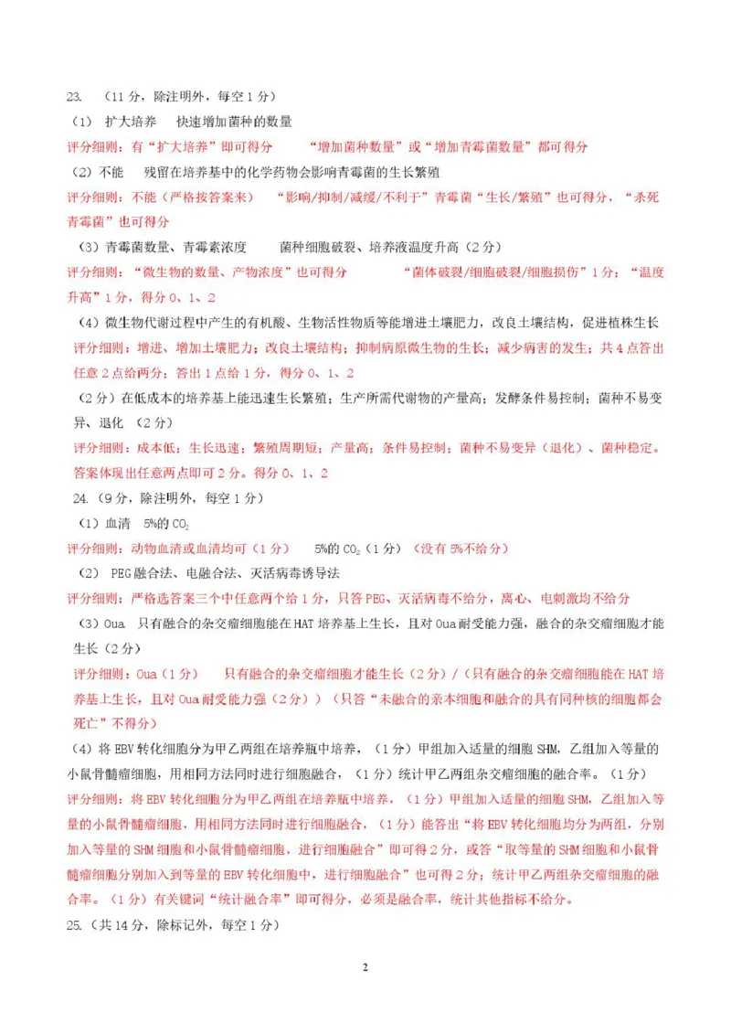 山东省济南市2024-2025学年高二下学期7月期末学习质量检测生物试卷（含答案）_2025年7月_250715​山东省2025年7月济南市高二期末学习质量检测（全科）