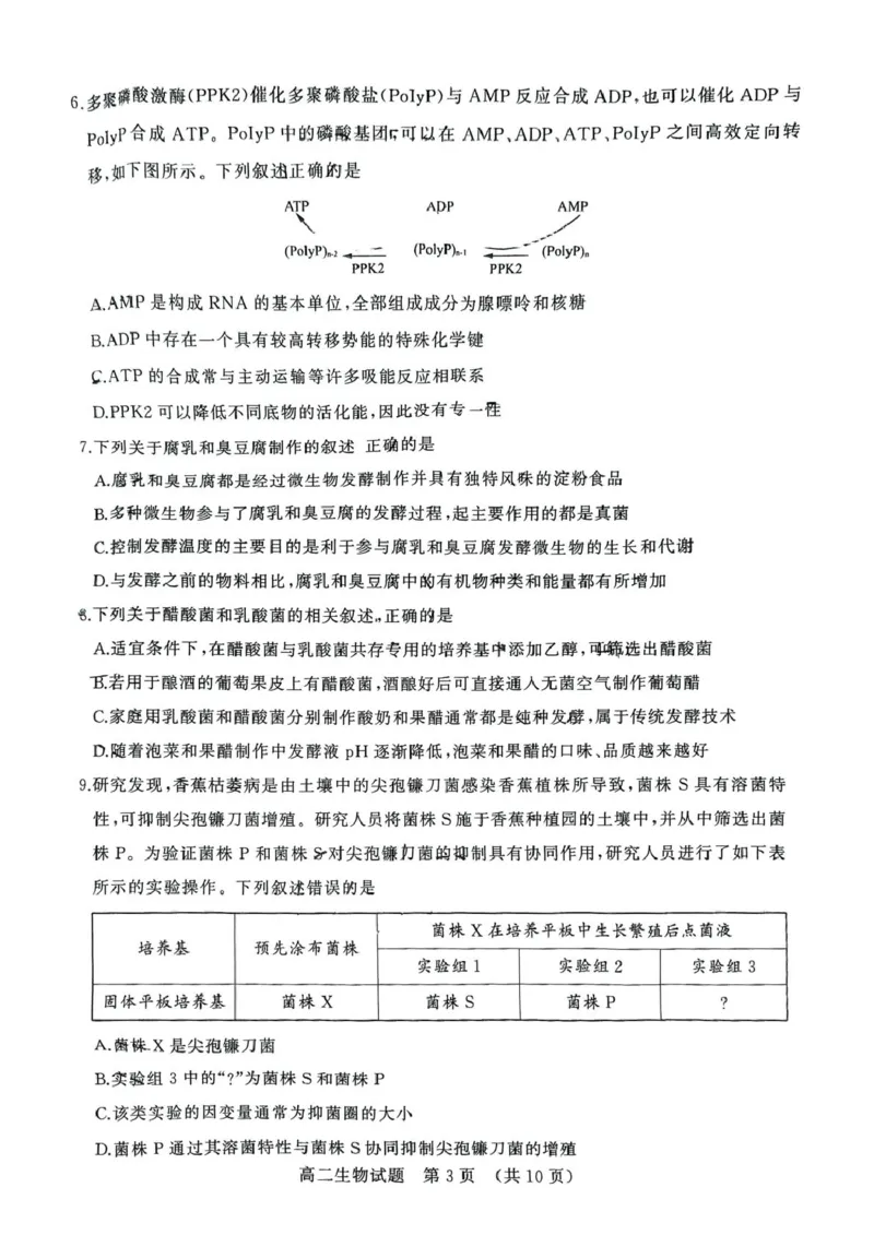 山东省济南市2024-2025学年高二下学期7月期末学习质量检测生物试卷（含答案）_2025年7月_250715​山东省2025年7月济南市高二期末学习质量检测（全科）