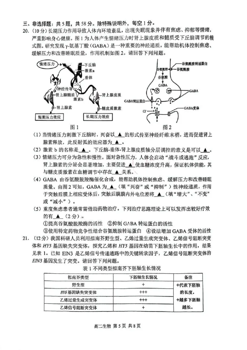 江苏省苏州市2024-2025学年高二下学期学业质量阳光指标调研生物试卷（含答案）_2025年6月_250626江苏省苏州市2024-2025学年高二下学期学业质量阳光指标调研（全科）
